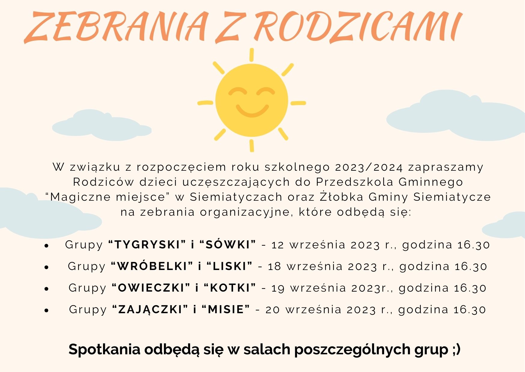 zebrania z rodzicami plakat