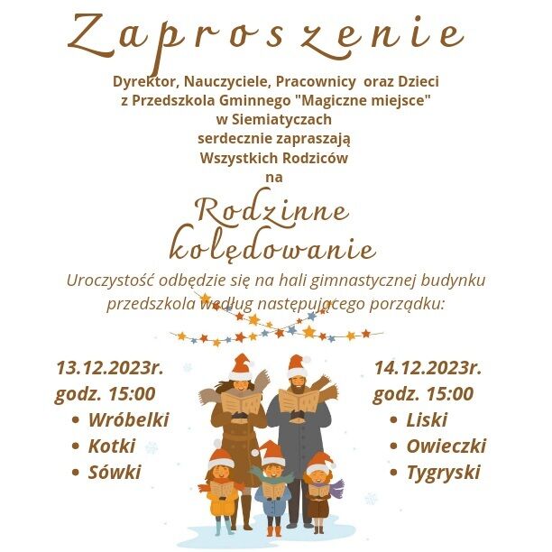 zaproszenie na rodzinne koledowanie plakat